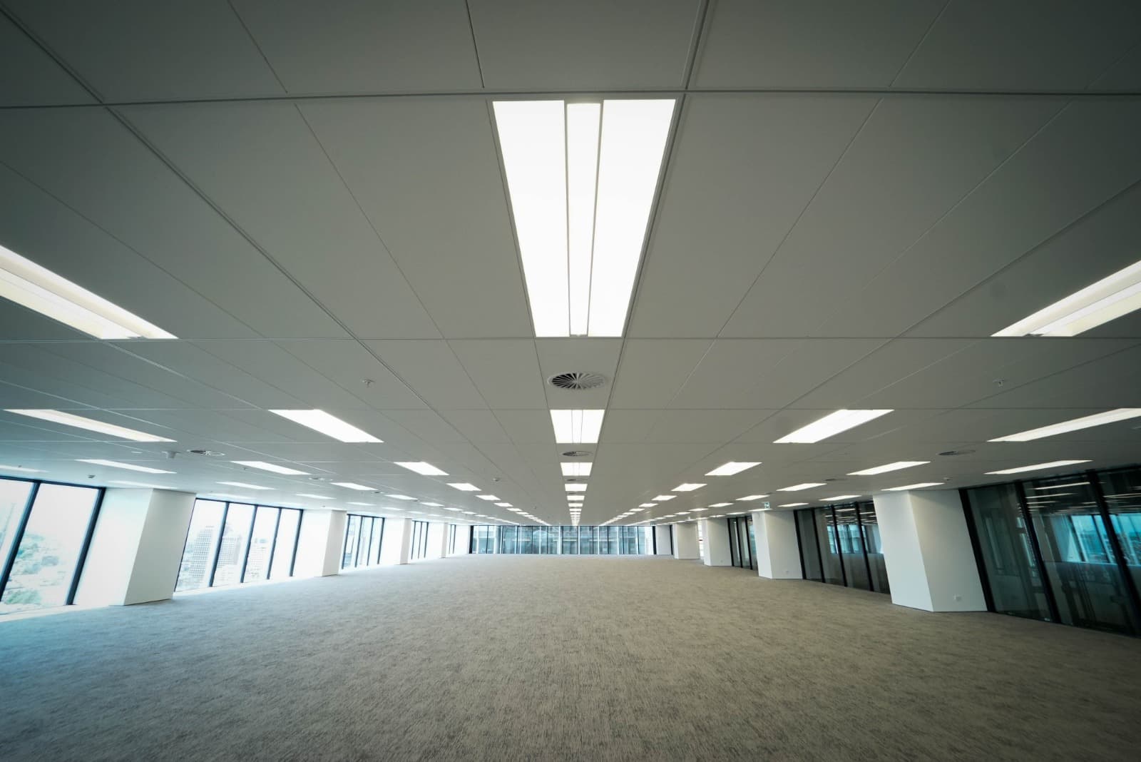 Commercial building at night with LED lighting